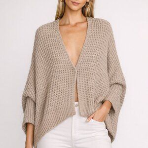 Free People Waffle Knit Cardigan Light Brown Small